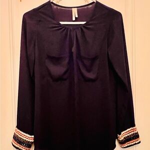 Elegant Purple Women's Top with Beaded Cuffs